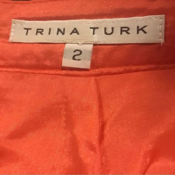 Trina Turk Skirt Women Size 2 Orange Pleated Pockets Exposed Back Zipper Cotton - Picture 6 of 7